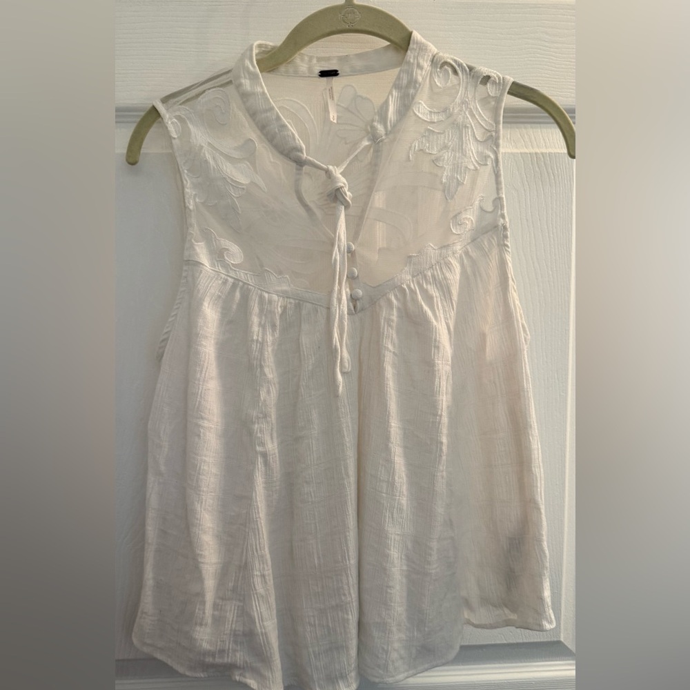 Free People White Textured Top